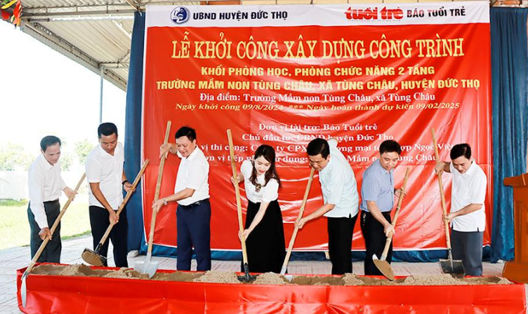 Đức Thọ: Khởi công xây dựng trường mầm non ở xã vùng lũ